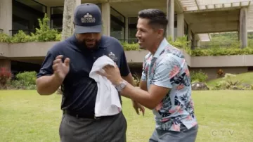 Monterey Club Hawaiian printed blue Polo Shirt worn by Thomas Magnum (Jay Hernandez) as seen in Magnum P.I. TV show (S04E03)