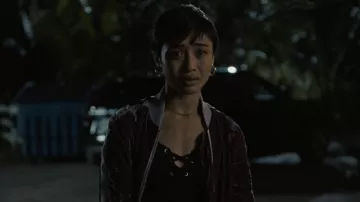 Off-White Velour Bomber Jacket worn by Margot (Brianne Tju) as seen in I Know What You Did Last Summer TV series wardrobe (S01E03)