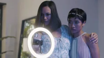 Ted Baker Lellian Pleated Color-Block Dress worn by Margot (Brianne Tju) as seen in I Know What You Did Last Summer TV show (S01E04)