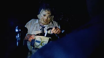 La réplique du masque de Leatherface (Gunnar Hansen) dans le film Massacre à la Tronçonneuse