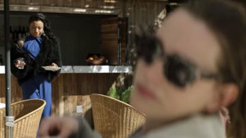 Black Halo Zana Jumpsuit worn by Sherry (Shalita Grant) as seen in You TV series (S03E06)