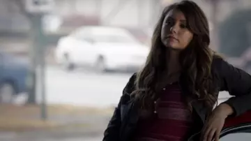 Ralph Lauren Burgundy Lace Top worn by Elena Gilbert (Nina Dobrev) as seen in The Vampire Diaries TV series outfits (S05E14)