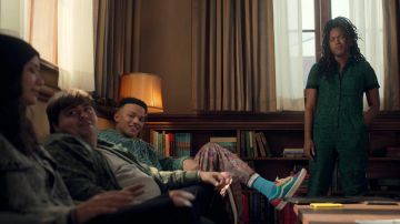 Vans multicolor sneakers worn by Scot Cavendish (Petrice Jones) as seen in Locke & Key TV show wardrobe (Season 2 Episode 2)