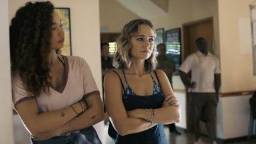 Billabong Wild Pursuit Overall Shorts in navy blue worn by Allison (Madison Iseman) as seen in I Know What You Did Last Summer TV show wardrobe (S01E05)