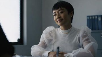 Forever 21 Mock Neck Sheer-Sleeve Top worn by Margot (Brianne Tju) as seen in I Know What You Did Last Summer (S01E05)