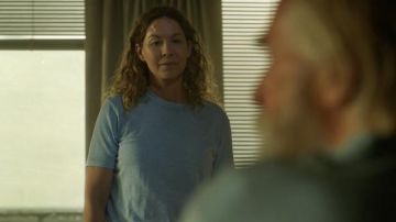 Atm Anthony Thomas Melillo Schoolboy Crewneck Tee In English Blue worn by June (Jenna Elfman) as seen in Fear the Walking Dead (S07E03)