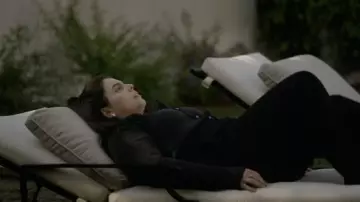 Theory Tenia Silk Blouse in black worn by Monica Lewinsky (Beanie Feldstein) as seen in American Crime Story (S03E08)