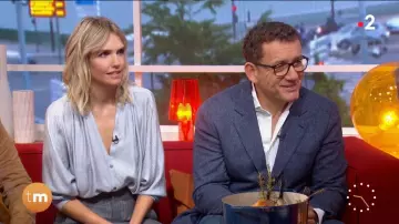 La blouse Indress en jacquard en soie porté par Laurence Arné dans l'émission Télématin