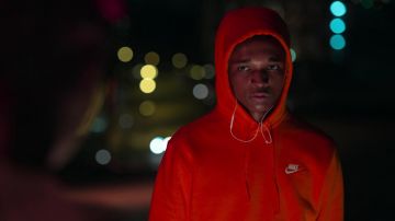 Nike red hoodie worn by Jace (Isaiah R. Hill) as seen in Swagger Tv series outfits (S01E02)
