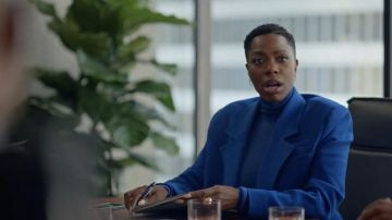 Christopher John Rogers Wool Blend Blazer in blue worn by Molly Carter (Yvonne Orji) as seen in Insecure TV show wardrobe (Season 5 Episode 2)