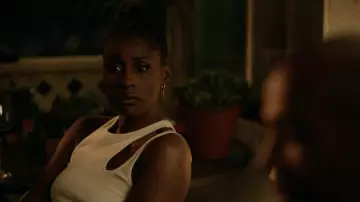 K.ngsley White "Romain" Ribbed Tank in white worn by Issa Dee (Issa Rae) as seen in Insecure TV show wardrobe (S05E02)
