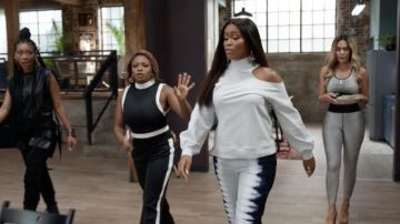 Alice + Olivia Tokyo Hi Tech Joggers in black and white worn by Jill 'Da Thrill' (Naturi Naughton) as seen in Queens (S01E03)