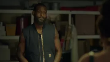 Carhartt Vest Jacket in grey worn by Crenshawn (Kofi Siriboe) as seen in Insecure TV show (S05E02)