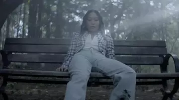 Smythe Pouf Sleeve One Button Blazer in Blue Sackcloth Check worn by Mary Hamilton (Nicole Kang) as seen in Batwoman TV show wardrobe  (S03E04)