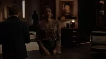 Good American Flowing Faux Wrap Bodysuit in leopard print worn by Ryan Wilder (Javicia Leslie) as seen in Batwoman TV show wardrobe (S03E04)