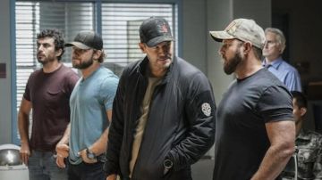 Camo Cap with Red Seal Team Trident Logo worn by Jason Hayes (David Boreanaz) in SEAL Team TV show outfits (Season 5 Episode 1)