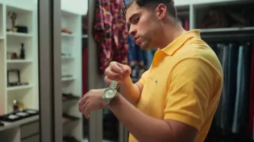 Lacoste Yellow Polo Shirt worn by Arturo “Kitty” Paez (Bad Bunny) as seen in Narcos: Mexico TV show wardrobe (S03E03)