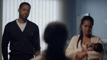 AMI Paris Ami de Coeur cardigan worn by Lawrence Walker (Jay Ellis) as seen in Insecure TV show outfits (Season 5 Episode 3)