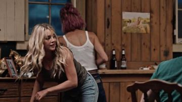 Wrangler Light Wash Denim Jeans worn by Laramie (Hassie Harrison) as seen in Yellowstone Tv series outfits (Season 4 Episode 1)