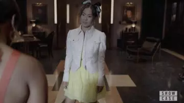 Jonathan Simkhai Standard Wyatt Stretch Vegan Leather Jacket worn by Mary Hamilton (Nicole Kang) as seen in Batwoman TV show wardrobe  (S03E05)