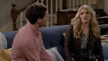 AllSaints Dalby Leather Biker Jacket worn by Gina Dabrowski (Annaleigh Ashford) as seen in B Positive (S02E05)