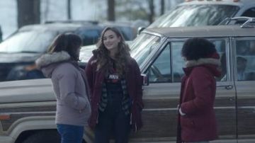 MMIW "Red hand" Missing And Murdered Indigenous T-Shirt worn by Audrey Bishop (Johnny Sequoyah) as seen in Dexter: New Blood Tv series wardrobe  (S01E02)