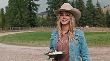 Wrangler Denim Jacket worn by Laramie (Hassie Harrison) as seen in Yellowstone TV show wardrobe (Season 4 Episode 3)