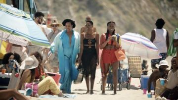 Simon Miller Bonsai Handbag in orange worn by Issa Dee (Issa Rae) as seen in Insecure TV series outfits (Season 5 Episode 4)