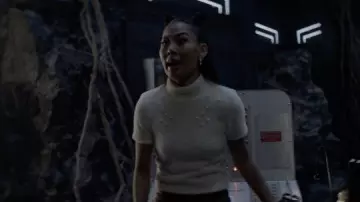 Zara Pearl Trim Faux Fur Top worn by Mary Hamilton (Nicole Kang) as seen in Batwoman TV show wardrobe (Season 3 Episode 6)