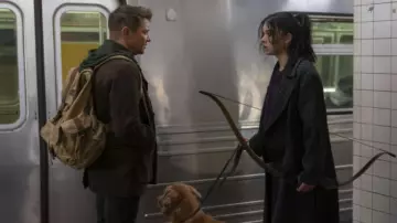 Canvas backpack worn by Clint Barton (Jeremy Renner) as seen in Hawkeye TV series outfits (Season 1 Episode 1)