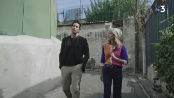 Le gilet tricolore Balzac Paris porté par Estelle Cantorel (Élodie Varlet) dans la série Plus belle la vie (S18E4424)