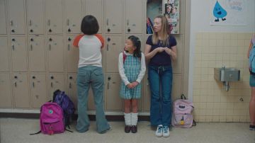 Jansport Pink Backpack worn by Anna Kone (Anna Konkle) as seen in PEN15 TV series wardrobe (Season 2 Episode 10)