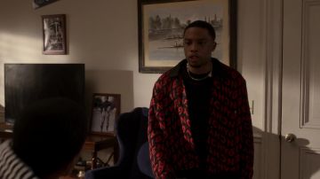 Givenchy reversible logo-print puffer jacket worn by Cane Tejada (Woody McClain) as seen in Power Book II: Ghost (S02E03)