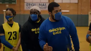 Swagger D.M.V. Long Sleeve Shirt in blue worn by Isaac 'Ike' Edwards (O'Shea Jackson Jr.) in Swagger TV show (S01E09)