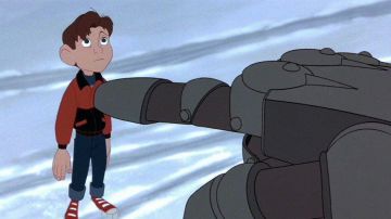 Les chaussures portées par Hogarth Hughes (Eli Marienthal) dans le film Le Géant de fer