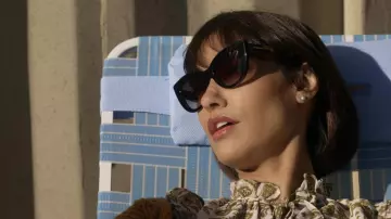 Valentino Logo Cat-eye Acetate Sunglasse in black worn by Ren (Janina Gavankar) as seen in Big Sky (S02E07)