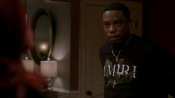 Amiri eagle logo print sweatshirt worn by Cane Tejada (Woody McClain) as seen in Power Book II: Ghost TV show wardrobe (Season 2 Episode 4)