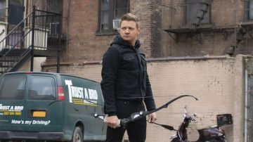 Rag & Bone Black Jacket worn by Clint Barton (Jeremy Renner) as seen in Hawkeye TV series outfits (Season 1 Episode 3)