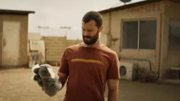 Race Checkered Symbol T-Shirt worn by The Man (Jamie Dornan) in The Tourist TV show outfits (S01E01)