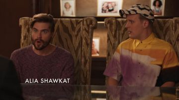 Tie and dye print hat cap worn by Elliott Goss (John Early) in Search Party TV show wardrobe (Season 5 Episode 5)