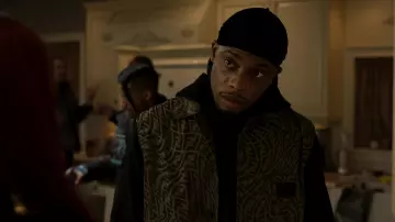 Fendi FF reflective motif bomber jacket worn by Cane Tejada (Woody McClain) as seen in Power Book II: Ghost (S02E06)