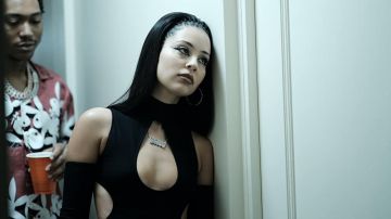 Akna Damien Black Mini Dress worn by Maddy Perez (Alexa Demie) as seen in Euphoria TV show outfits (Season 2 Episode 1)