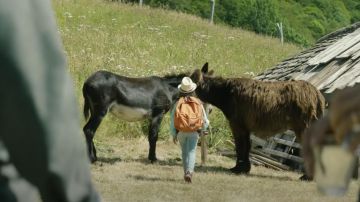 The orange backpack eastpack worn by Victoria Dutel (Shanna Keil) in the film Mystery
