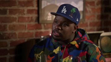 New Era Casquette 59FIFTY LA Dodgers Palm Taco Hat Cap in Blue worn by Sherm Jones (Carl Tart) as seen in Grand Crew TV series outfits (Season 1 Episode 4)
