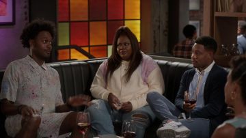 Alexander McQueen Paint Splatter Shirt & Shorts worn by Noah Koles (Echo Kellum) as seen in Grand Crew TV series wardrobe (Season 1 Episode 4)