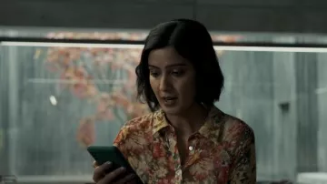 Mango Floral Printed Dress worn by Mia (Rakhee Thakrar) as seen in The Girl Before TV series wardrobe (Season 1)