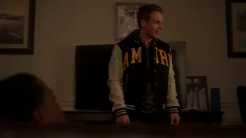 Amiri logo-appliqué varsity bomber jacket worn by Brayden Weston (Gianni Paolo) as seen in Power Book II: Ghost Wardrobe (S02E08)