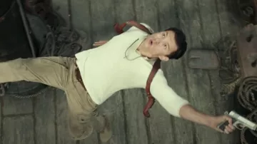 Leather Shoulder Holster worn by Nathan Drake (Tom Holland) as seen in Uncharted