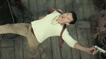 Leather Shoulder Holster worn by Nathan Drake (Tom Holland) as seen in Uncharted