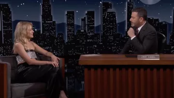 Nué Sequined Crop Top worn by Meredith Hagner as seen in Jimmy Kimmel Live! on January 27, 2022